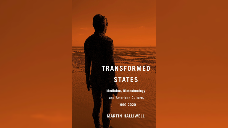 Cover of Transformed States by Professor Martin Halliwell. Features Another Place (1997) by Antony Gormley.