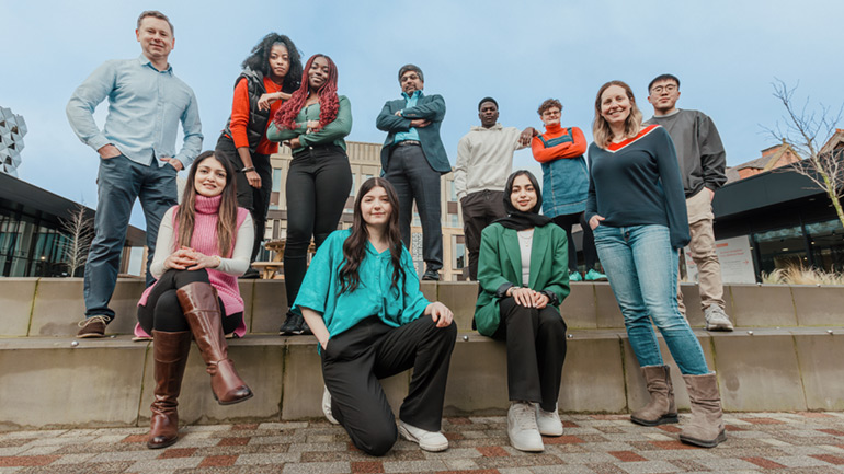 Staff and students at the University of Leicester.