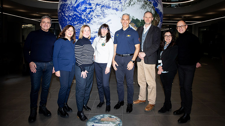 Colonel Villadei with representatives from Spacewear and Space Park Leicester.