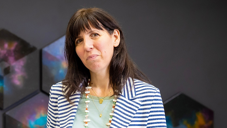 Dr Francesca Faedi from the School of Business and Academic Liaison for Commercial and Innovation at Space Park Leicester .