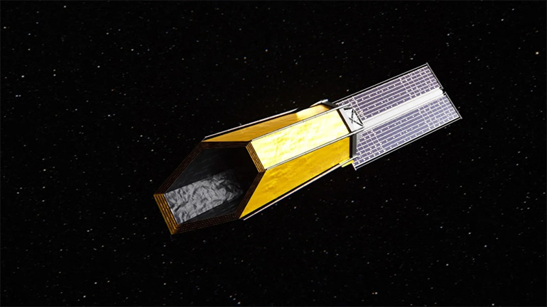 Artist concept of one of multiple initial possible design options for NASA’s Habitable Worlds Observatory. Credit: NASA’s Goddard Space Flight Center Conceptual Image Lab