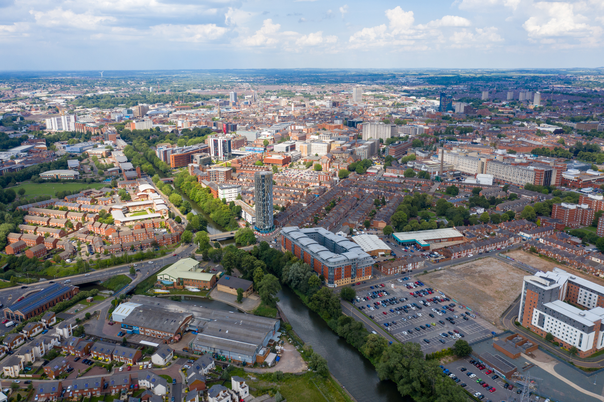aerial shot of leicester