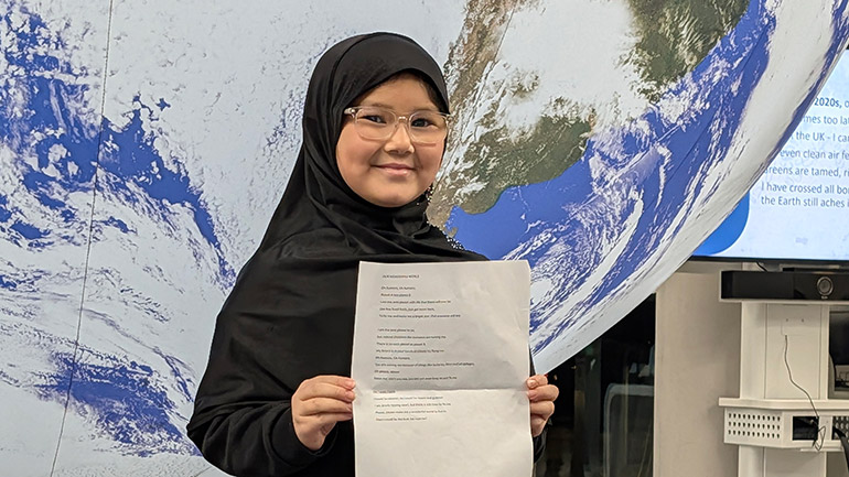 Zahra Kazimi won the under-11 age category with her poem Our Wonderful World.