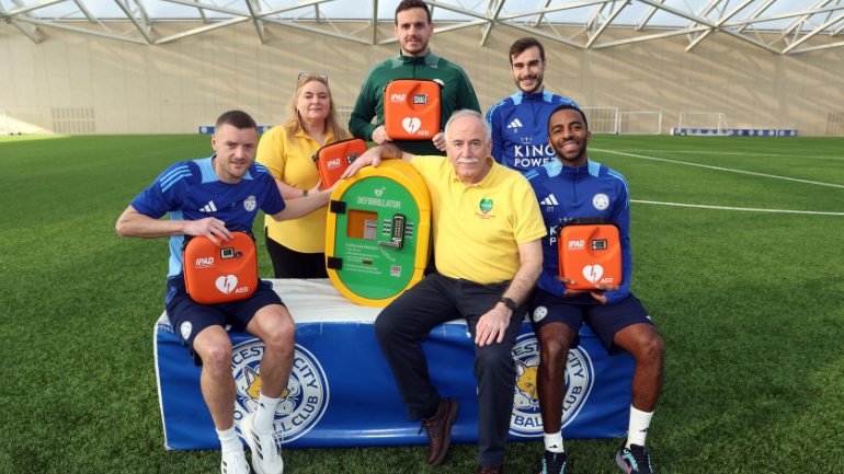 Heartwize staff with Leicester City players