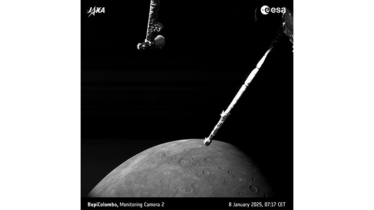 Mercury's shadowy north pole revealed by M-CAM 1. Credit: ESA/BepiColombo/MTM