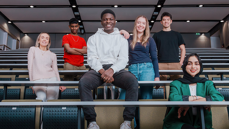 University of Leicester students in a lecture theatre.