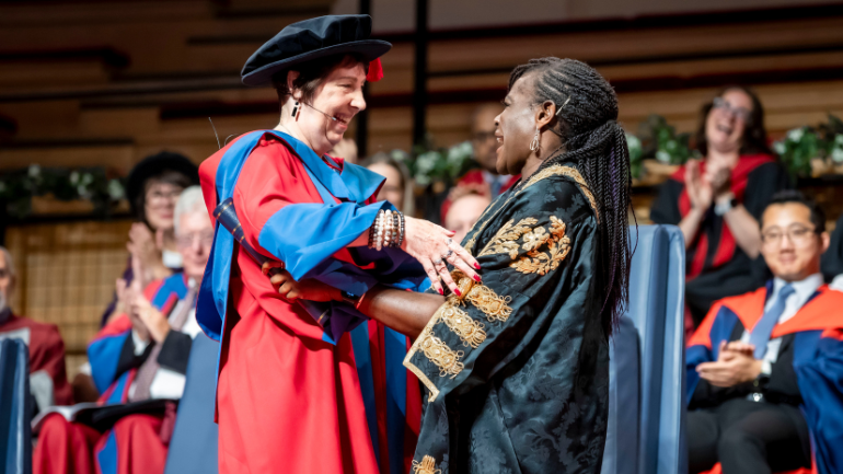 Nicola Fox with Dame Maggie Aderin-Pocock