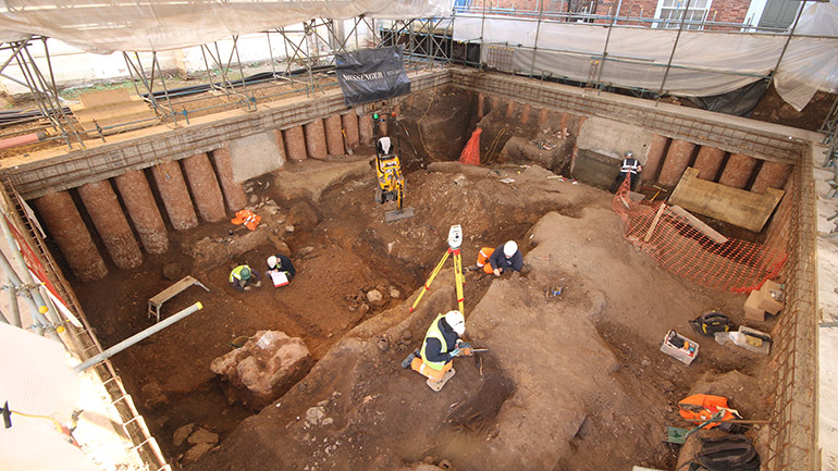Excavations at Leicester Cathedral.