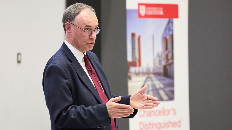 Andrew Bailey talking to the audience
