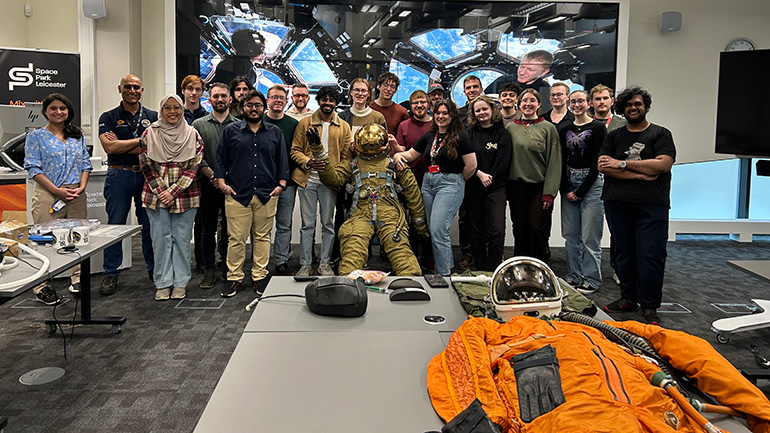 University of Leicester students take part in the Human Spaceflight workshop at Space Park Leicester.