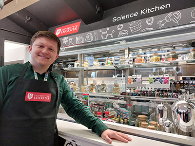 Dr Josh Smalley in the Science Kitchen.