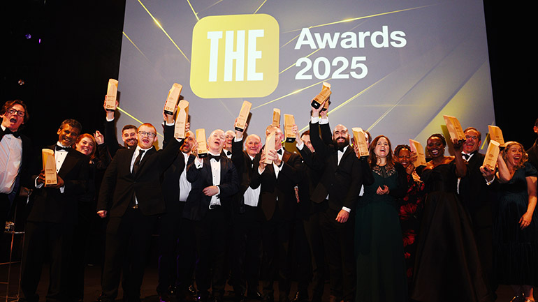 The winning teams at the Times Higher Education awards 2025.