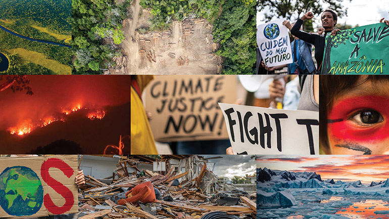 Photographs showing climate activism.