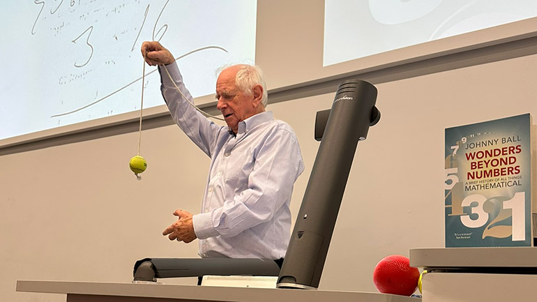 Johnny Ball gives his 'Wonders Beyond Numbers’ talk.