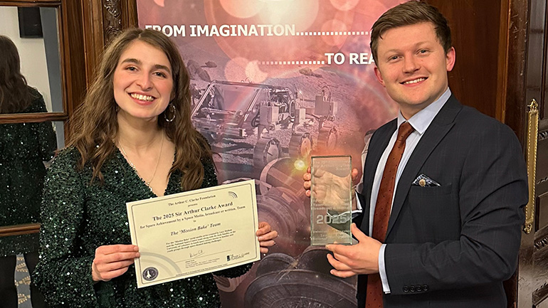 Lucy Hallam, Photographer and Videographer at the National Space Centre, and Dr Josh Smalley from the University of Leicester.