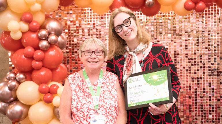 (Left) Cath Stanley, Chief Executive of the Huntington's Disease Association and Dr Sarah Gunn
