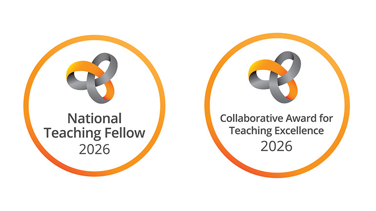 The logos for the National Teaching Fellowship Scheme and Collaborative Award for Teaching Excellence.