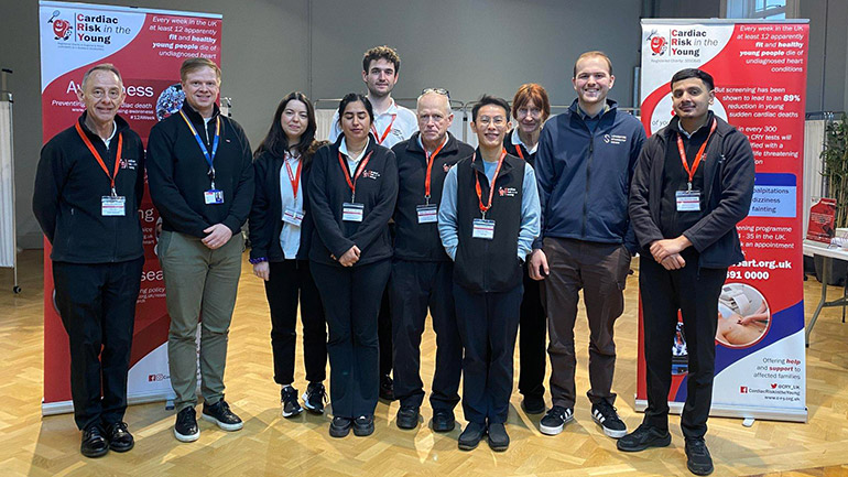 University of Leicester and Leicester Students Union representatives with the heart screening team from Cardiac risk in the Young.