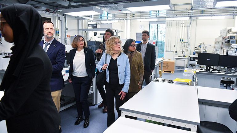 The UK Space Agency and Department of Science, Innovation and Technology touring Space Park Leicester.