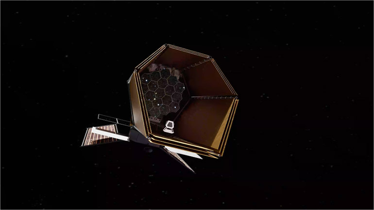A conceptual design of the Habitable Worlds Observatory. Credit: NASA