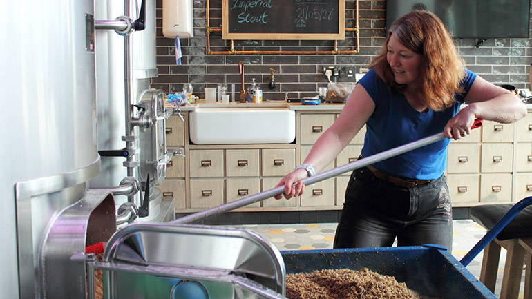 Jennifer Browning from ULAS working in the brewery.