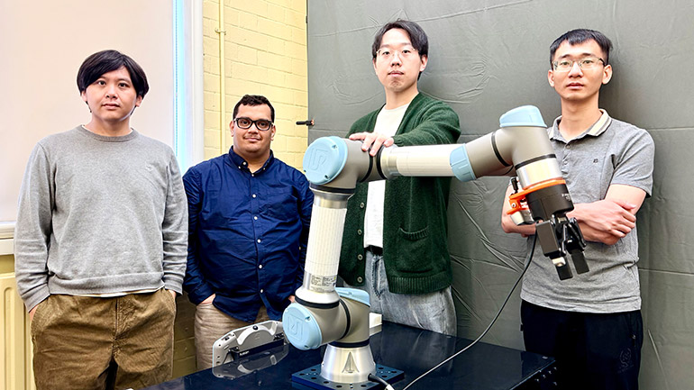 The team from the Dynamics, Astronautics and Neural Intelligence Lab, led by Daniel Hao (far left).
