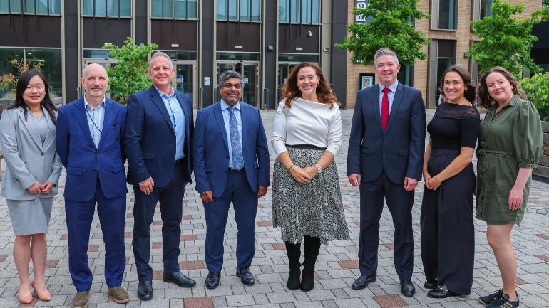 group shot of Leicester and Microsoft colleagues