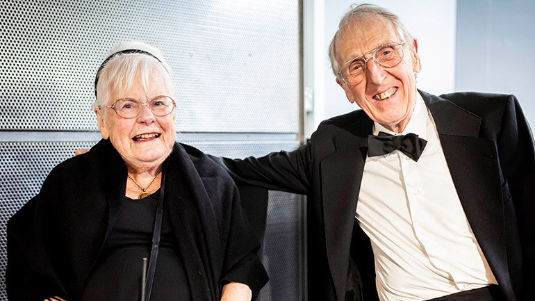 Veronica Bramer and her husband at the University of Leicester’s Alumni Awards dinner.