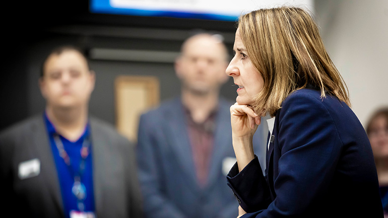 Liz Kendall MP at Space Park Leicester.