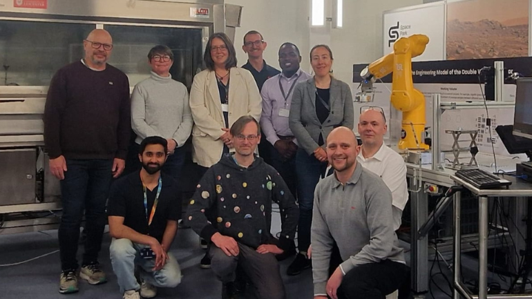 The ESA and NASA delegation with some of the Leicester team