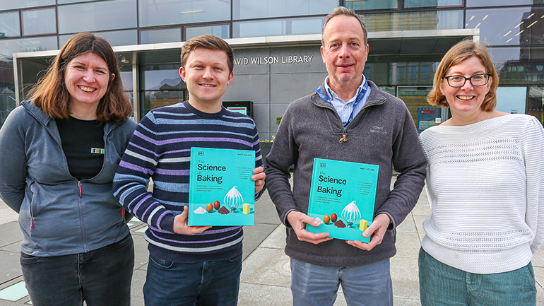 The University of Leicester team behind the images used in 'The Science of Baking' by Matt Adlard (L-R: Dr Rachel Armitage, Dr Josh Smalley, Graham Clark and Natalie Allcock)