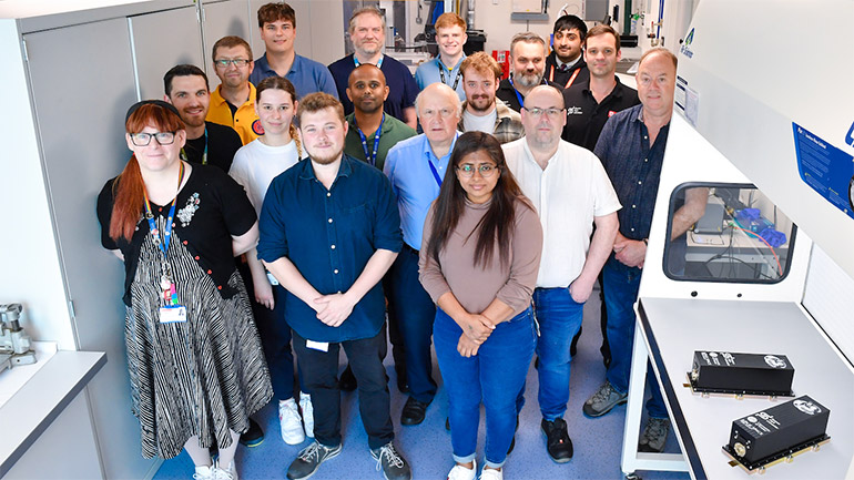 The Fluorescent Deep Space Petri Pod team at Space Park Leicester.