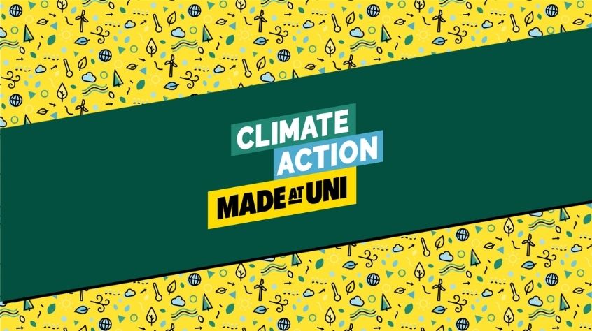 Graphic to promote the MadeAtUni Climate Action campaign.