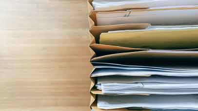 Papers in a file divider