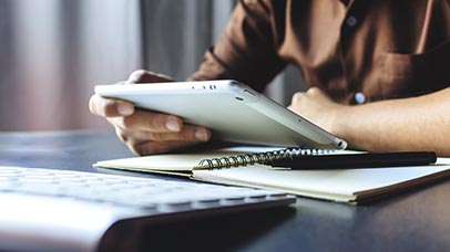 Student using an iPad