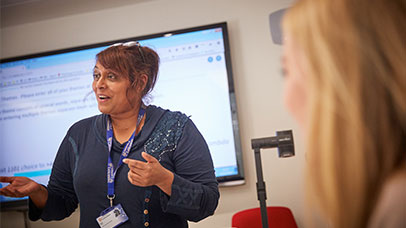 staff member giving training