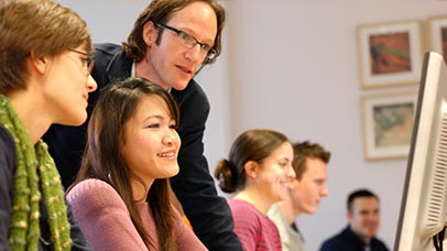 lecturer in class with students