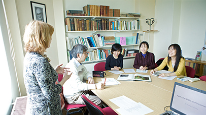 international students learning english in class