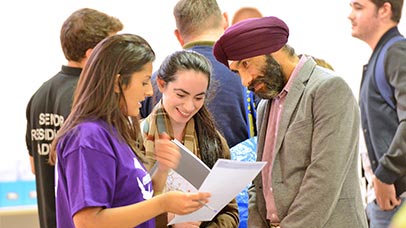 a student and parent being advised