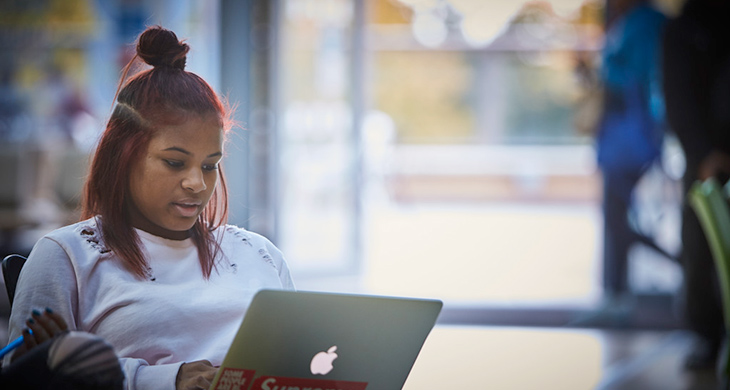 Girl using laptop