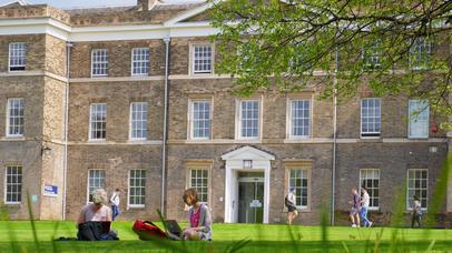Students studying on campus. 