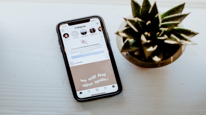 Phone showing instagram app