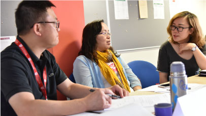 Students talk among themselves