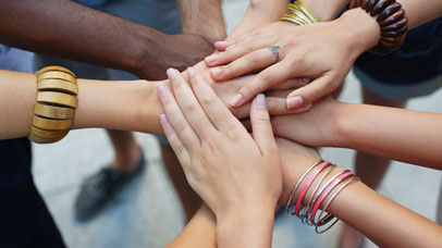 Hands touching
