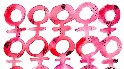Watercolour illustration of female symbols