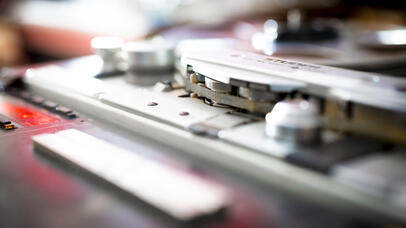 Photograph of an open reel tape player