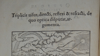 Frontispiece from Opticae thesaurus: Alhazeni Arabis libri septem, nunc primùm editi. Eiusdem liber De crepusculis & nubium ascensionibus. (SCT 00036)