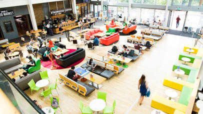 university of leicester cafe area with starbucks