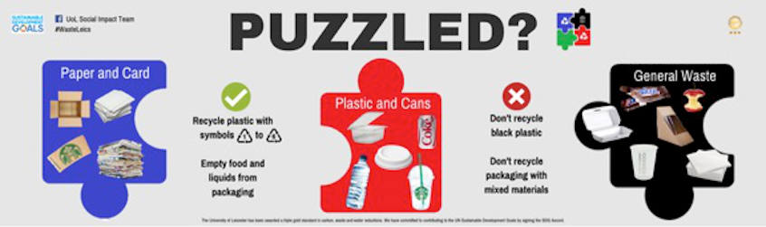 labels for recycling, general waste and plastic and cans