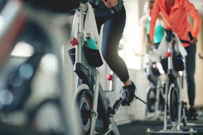 Fitness class indoor cycling